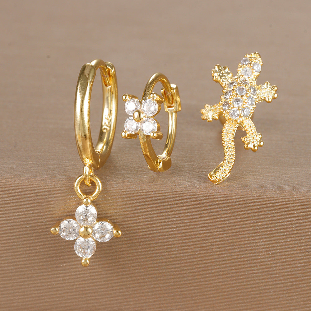 Women's Ear Micro Inlaid Zircon Flower Suit Light Rings