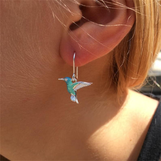 Oil Dripping Hummingbird Bird Fashion Retro Characteristic Rings