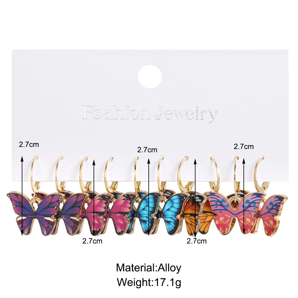 Drop Oil Butterfly Suit Set Creative Rings