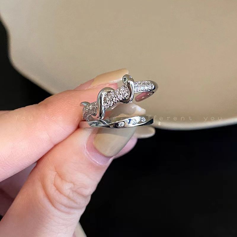 Full Diamond Light Luxury Snake Feeling Female Rings