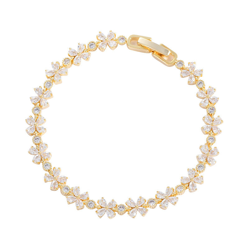 Women's Inlaid Zircon Temperamental Design High-grade Petal Bracelet