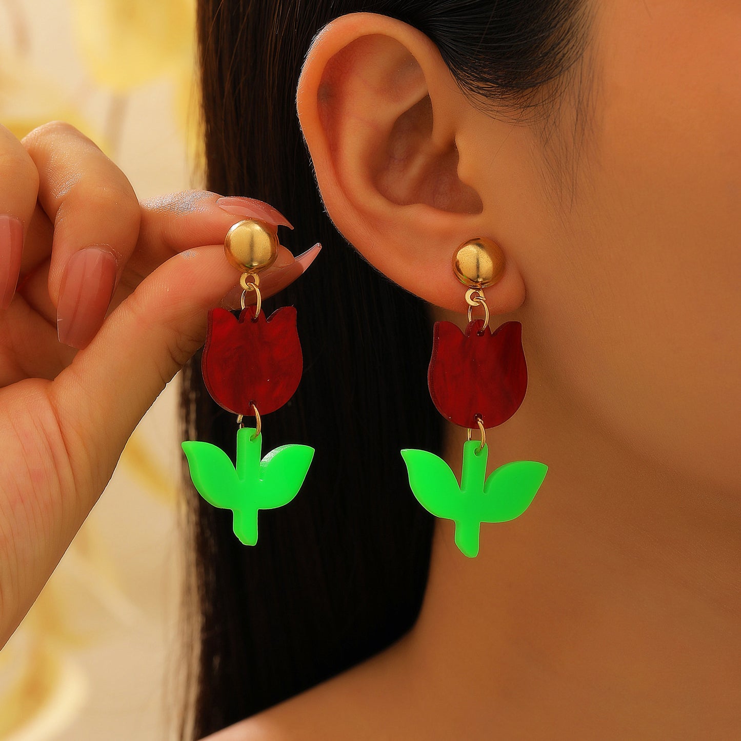 Style Fresh Pearl Small Flower Ear Pink Stud Earrings