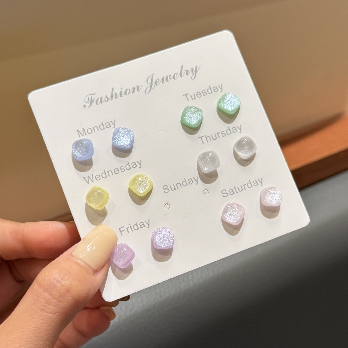 Women's Flash Small Sugar Cube For Summer Fresh Mori Simple Fashion Stud Earrings