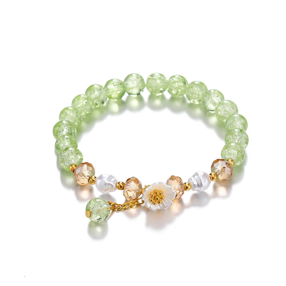 Children's Colored Glaze Glass Chipping Beads Camellia Beaded Bracelets