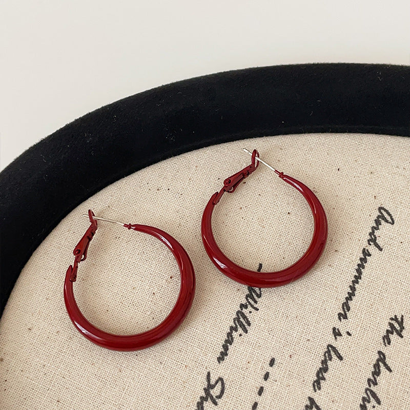 Women's Style Oil Dripping Red Ear Retro Rings