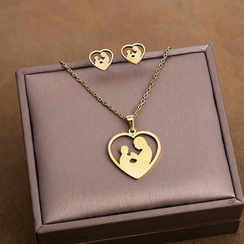 Stainless Steel Design Fashion Suit Metal Style Geometric Heart Necklaces