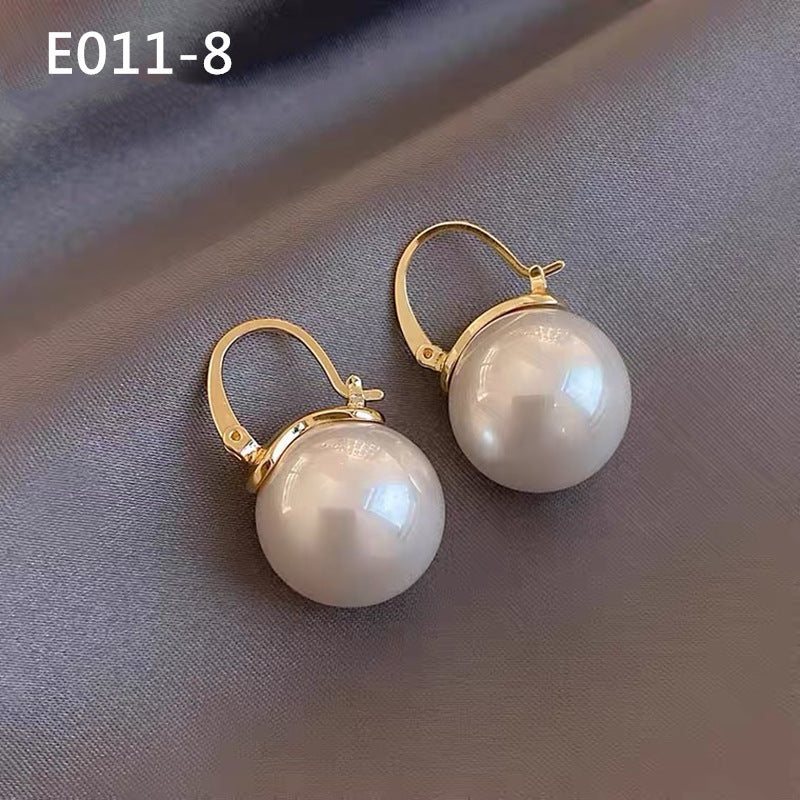 Women's Sier Needle Mermaid Pearl Retro Simple Graceful Earrings
