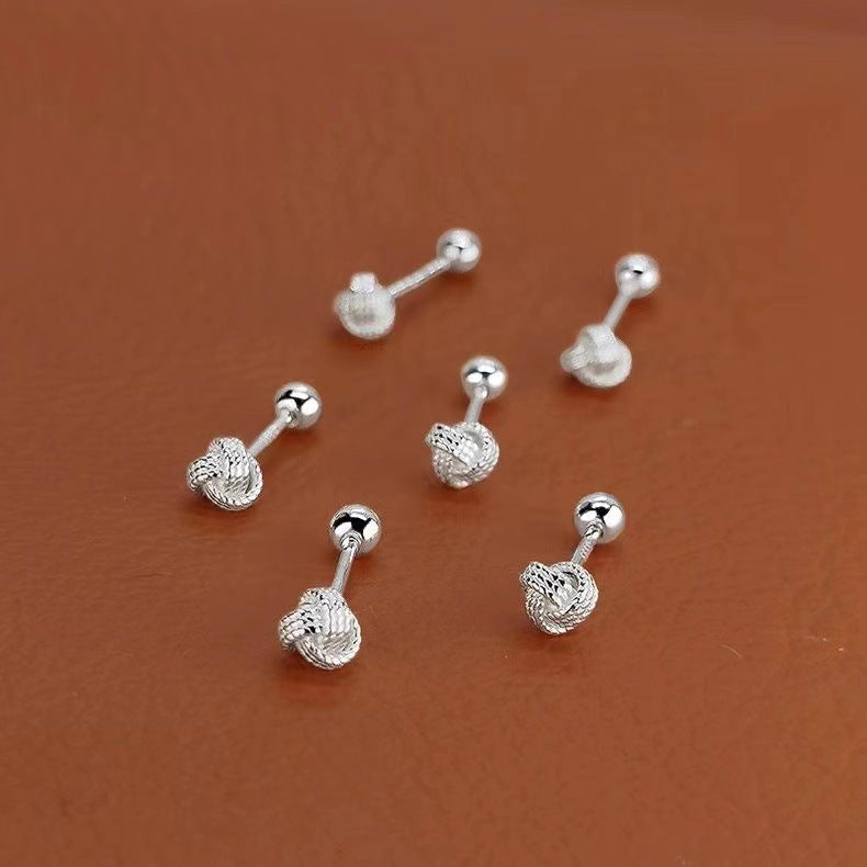 Women's Sterling Sier For Bone Nail Knot Earrings