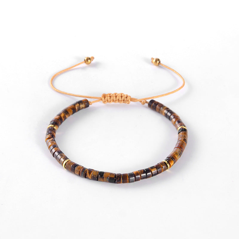 Women's & Men's Natural Stone Spacer Beads Hand Weaving Bracelet
