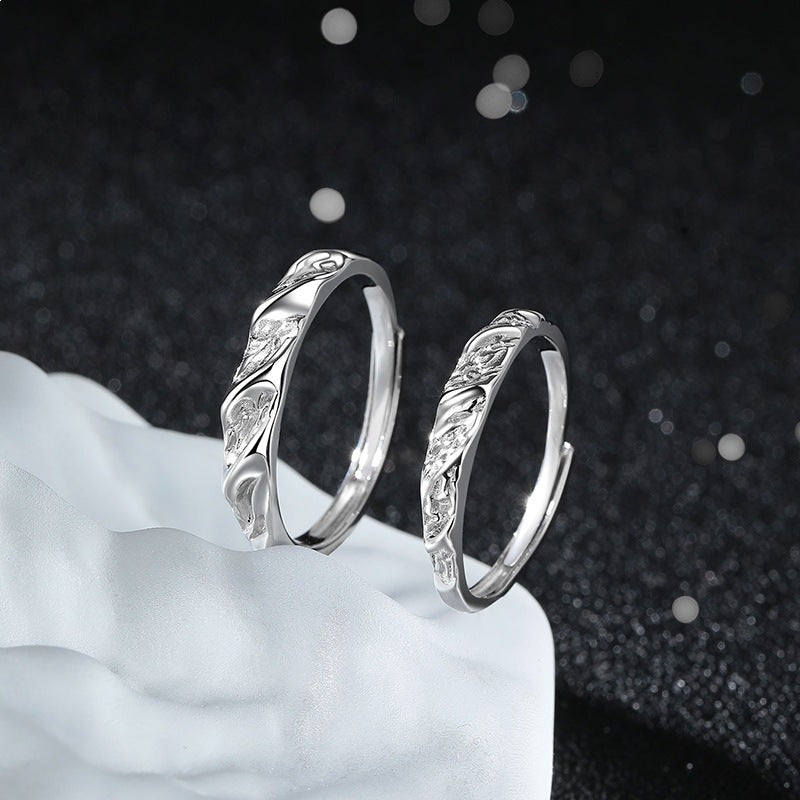 Women's & Men's Sterling Sier Simple Light Luxury Versatile Opening Can Carve Writing Rings