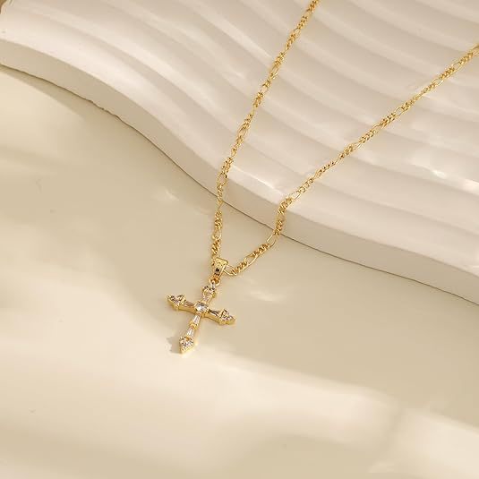 Women's Full Diamond Cross Gold-plated Clavicle Chain Pendants