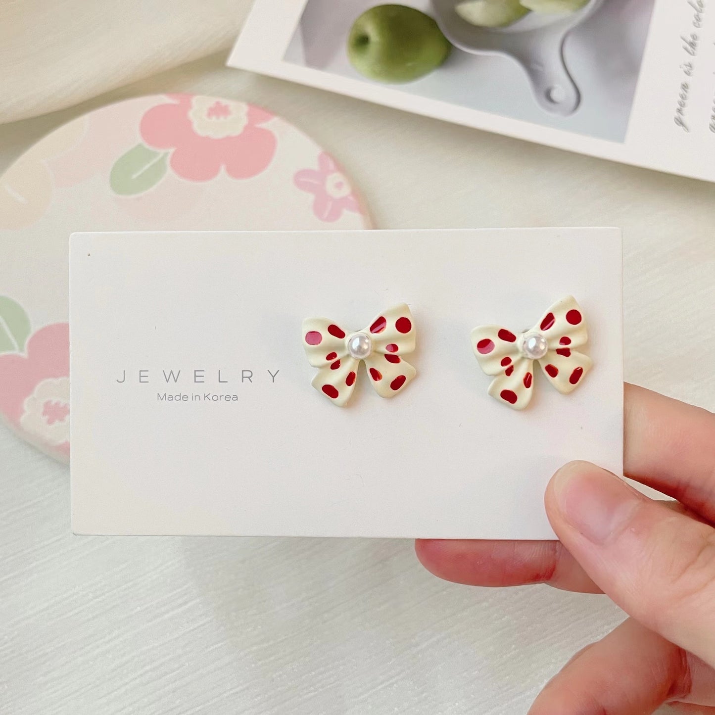 Gentle Temperament Polka Dot Bow Female Earrings