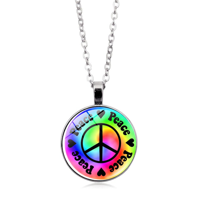 Women's Flower Peace Logo Time Stone For Vintage Necklaces