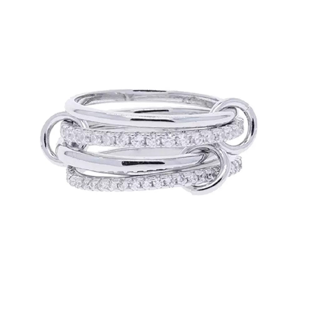 Full Rhinestone Zircon Two-color Popular Personalized Ring