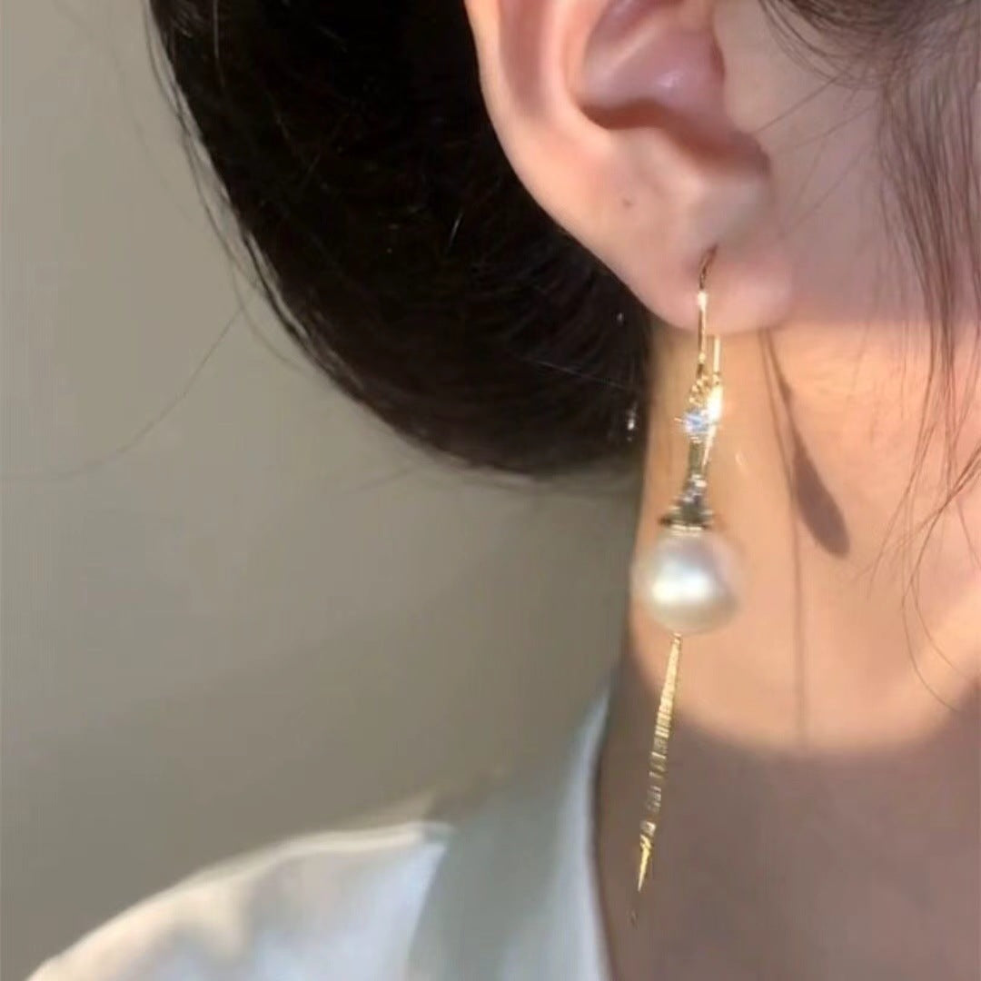 Women's Luxury Temperament Long Fringed Thread Drop-shaped Bead Fashion Earrings