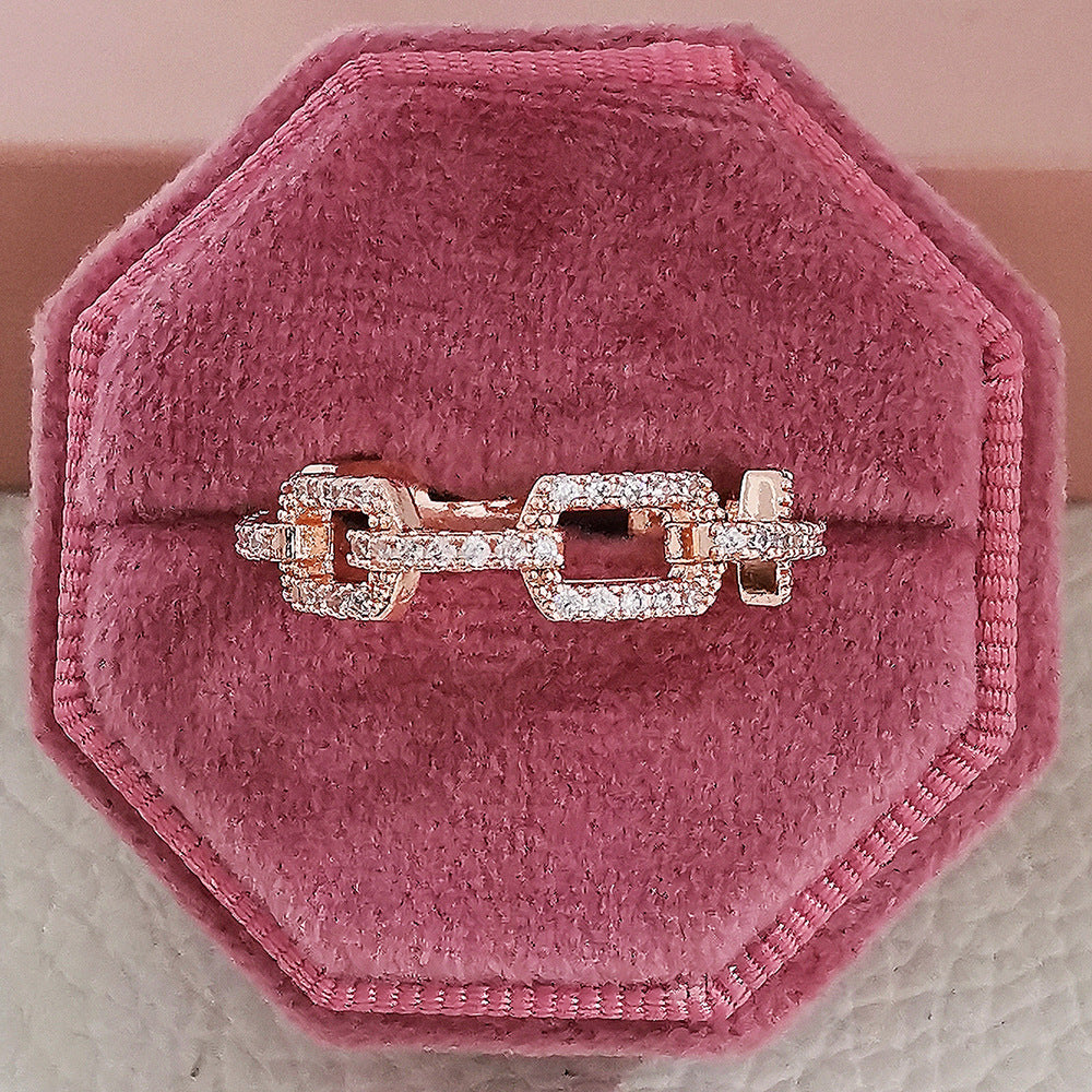 Women's Creative Chain Zircon Rose Gold Luxury Rings