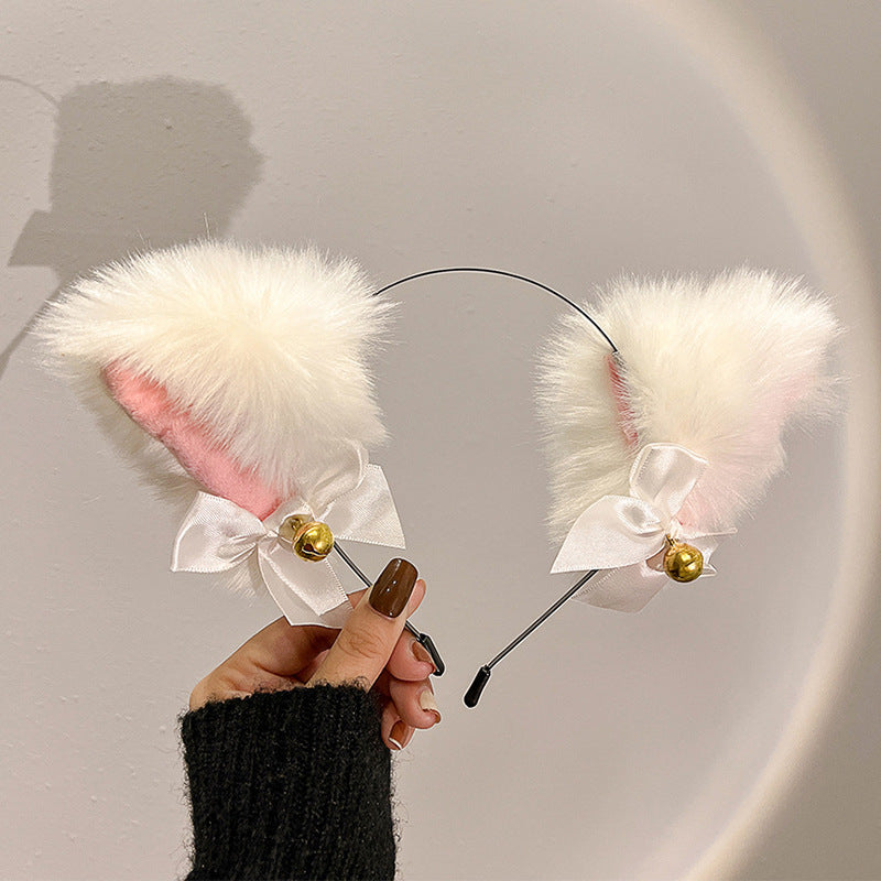 Lace Female Cat Ears Sexy Bell Headband Christmas Collar
