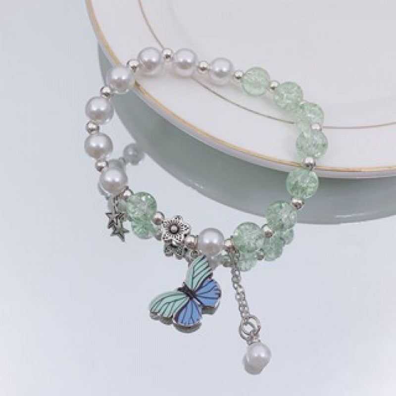 Camellia Little Daisy Crystal Girlfriends Color Glass Chipping Bracelet