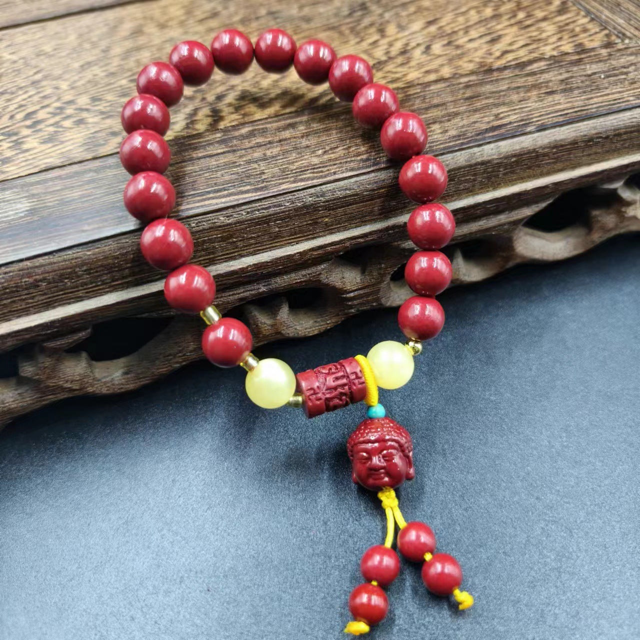 Women's & Men's Cinnabar Purple Gold Sand Single Circle Simple Buddha Beads Light Bracelet