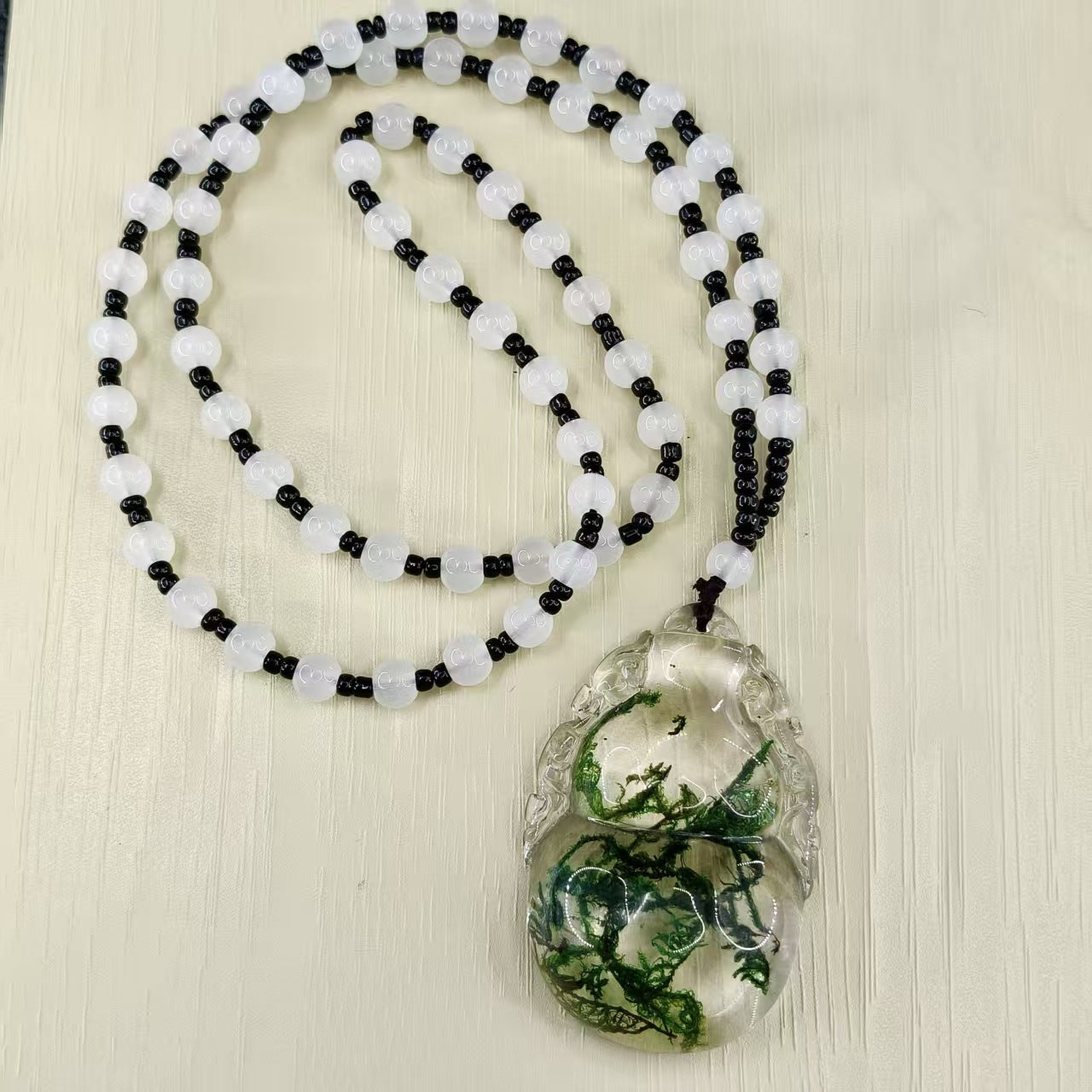 Women's & Men's Green Phantom Second Generation Amber Round Beads Grass Resin Live Bracelets