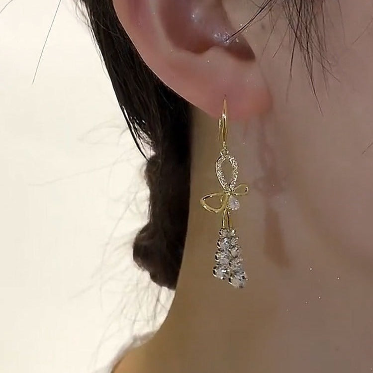 Bow Tassel High Sense Temperament Entry Lux French Earrings