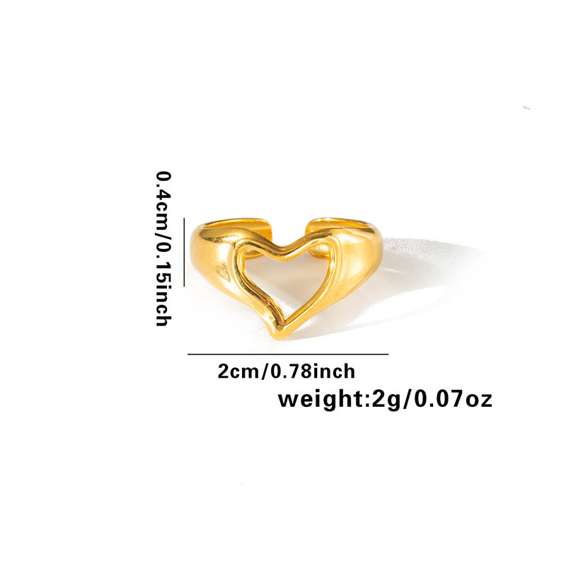 Women's Line Hollow Heart Snake-shaped Design Gold Rings