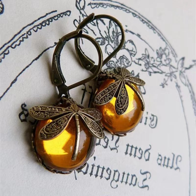 Women's Sea Rao Vintage Dragonfly Pattern Distressed Earrings