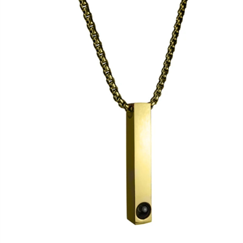 Cold Style Titanium Steel Long Bar Column Necklaces