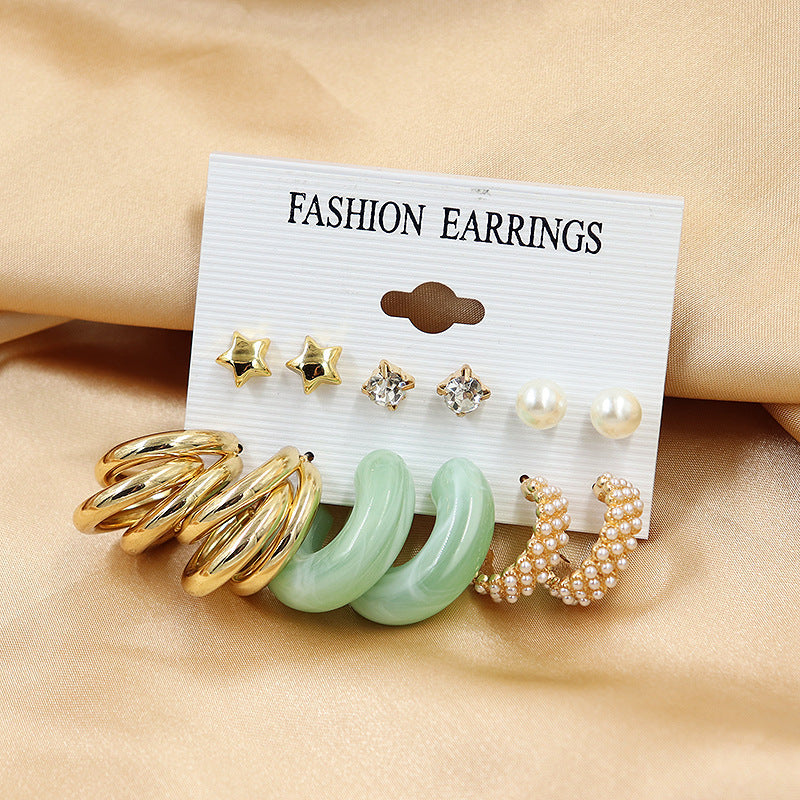 Women's Fresh Summer Versatile Acrylic Round Pairs Plastic Earrings