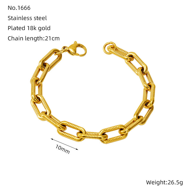 Women's & Men's Vachette Clasp Fashion Day Font Oval Bracelets