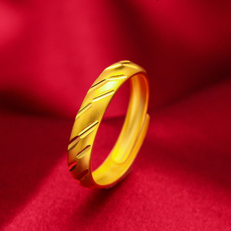 Women's & Men's European Coin Open Mouth Glossy Can Wear Couple Vietnam Placer Ring