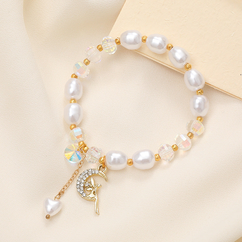 Graceful Crystal Super Moonstone Couple Girlfriends Bracelet