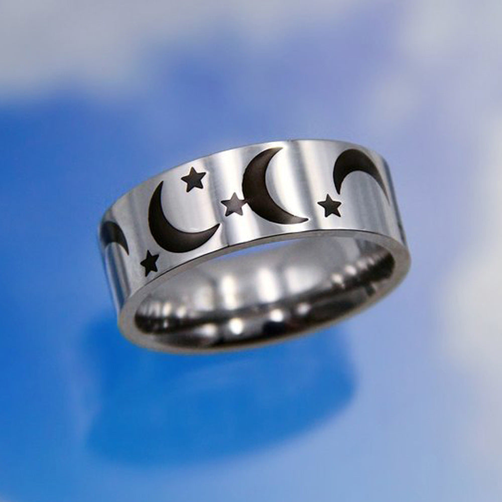 Titanium Steel Punk Rock Flame Cross Ring