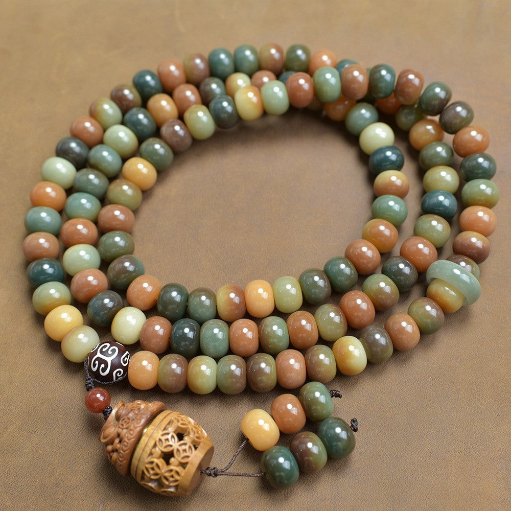 Women's & Men's Natural Bodhi Double Circle Abacus Beads Rosary Hand Bracelets
