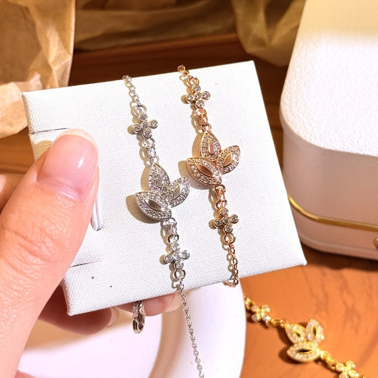 Women's V Gold Lucky Clover Full Diamond High-grade Bracelet