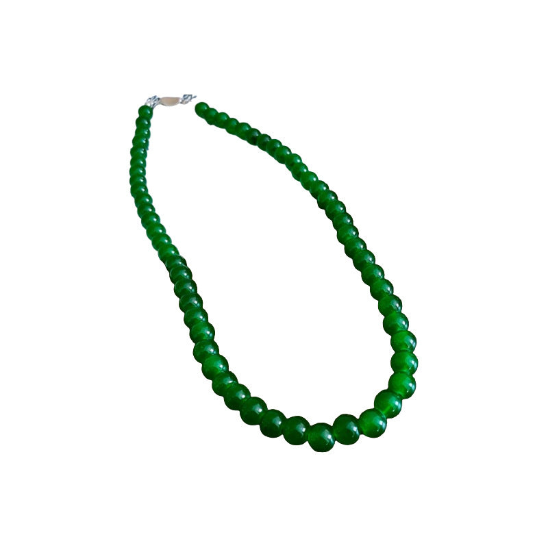 Emerald Geometric Glaze Beaded Chinese Simple High-grade Clavicle Necklaces