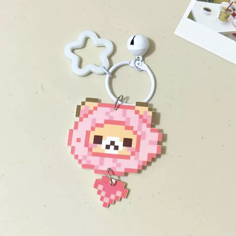 Pixel Cartoon Key Button Schoolbag Cute Acrylic Hang Decorations Hanging Ornaments