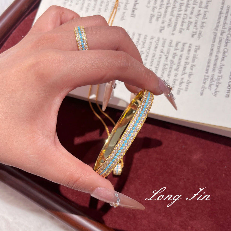 Live Broadcast Ancient Chinese Style Full Diamond Blue Pine Affordable Necklaces