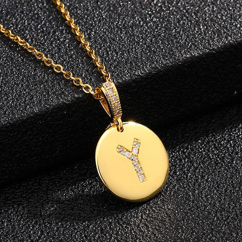 Women's Letter Fashionable English Copper Inlaid Zircon Small Necklaces