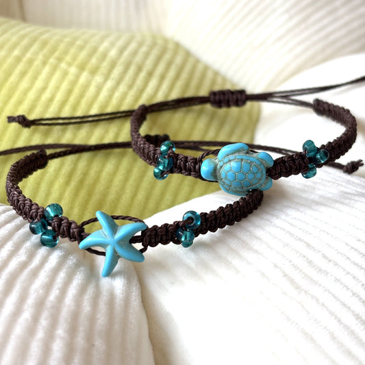 Ocean Style Starfish Turtle Couple Models Adjustable Carrying Strap Girlfriend Bracelets