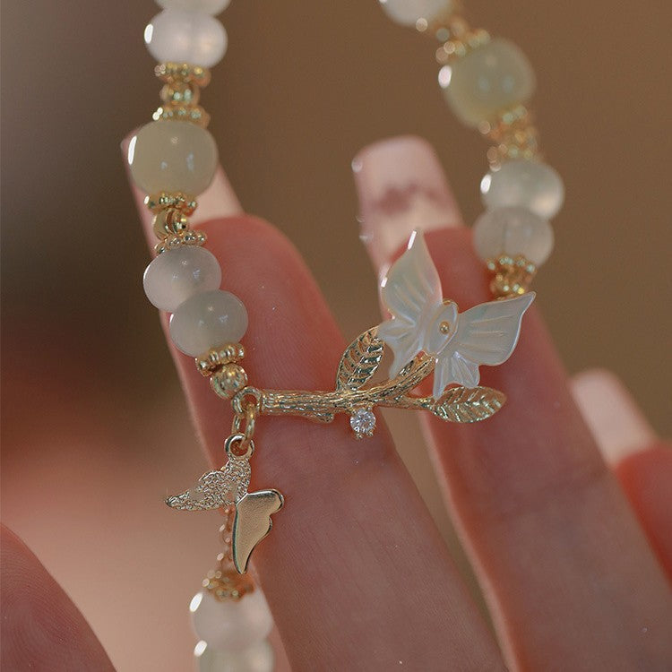 Dream Floating Chinese Style Jade White Lip Shell Light Luxury Bracelet