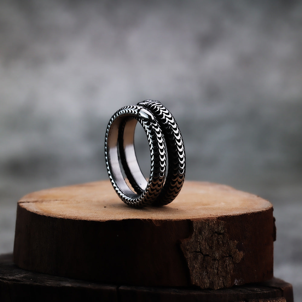 Men's Personality Punk Animal Snake Vivid Stainless Ring