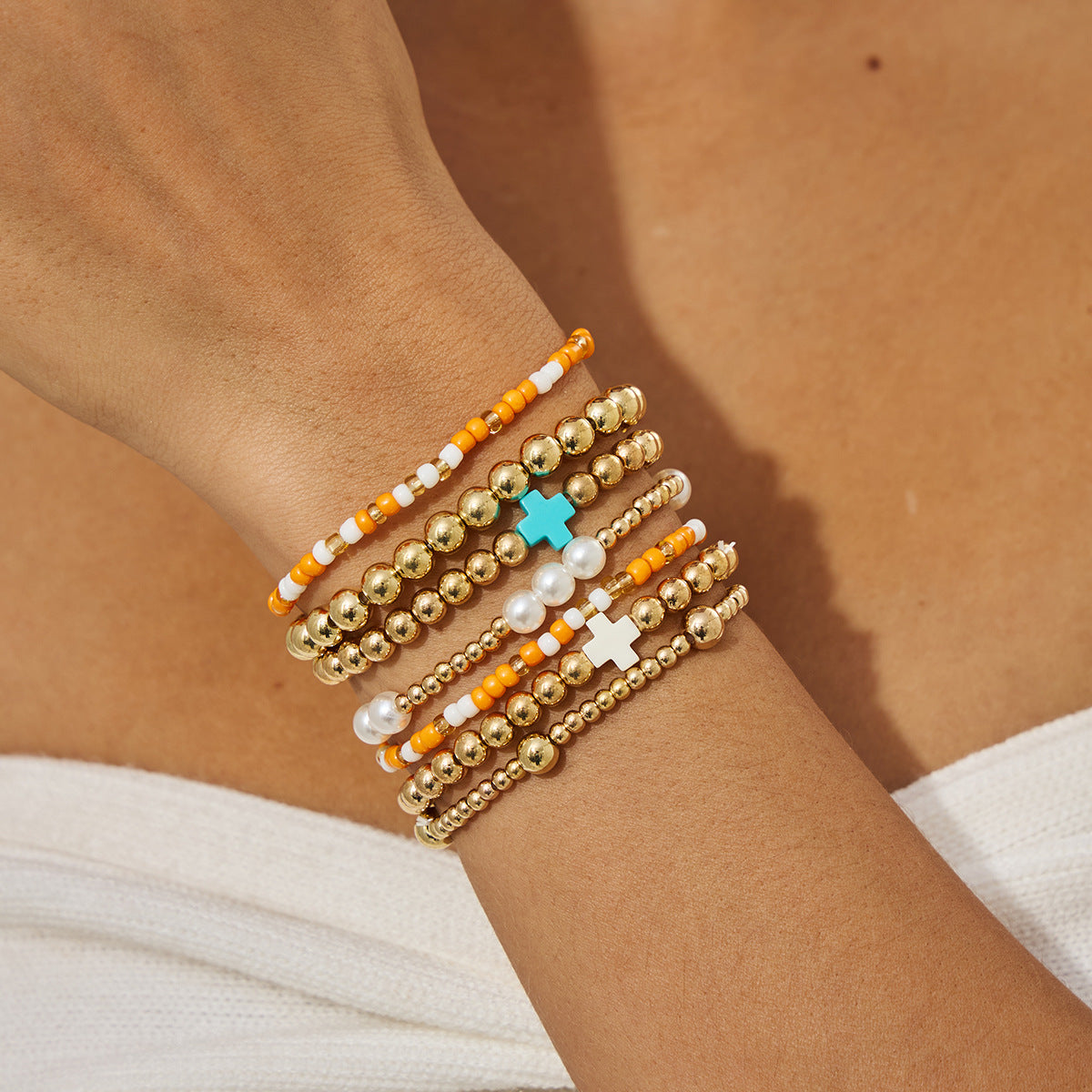 Imitation Pearl Beads Stringed Personality Acrylic Bracelets