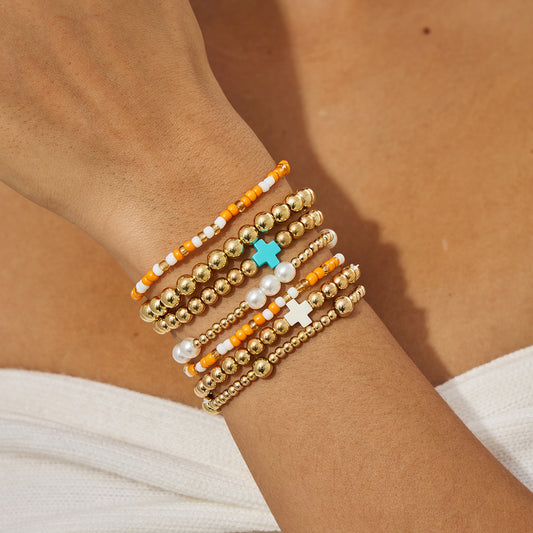 Imitation Pearl Beads Stringed Personality Acrylic Bracelets
