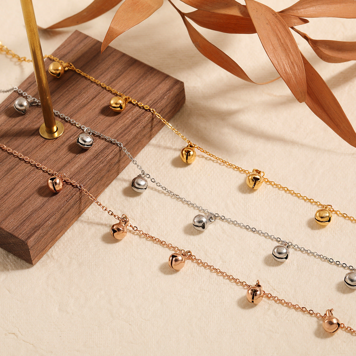 Women's Minority Simple Handmade Bell Unique Gold-plated Titanium Anklets