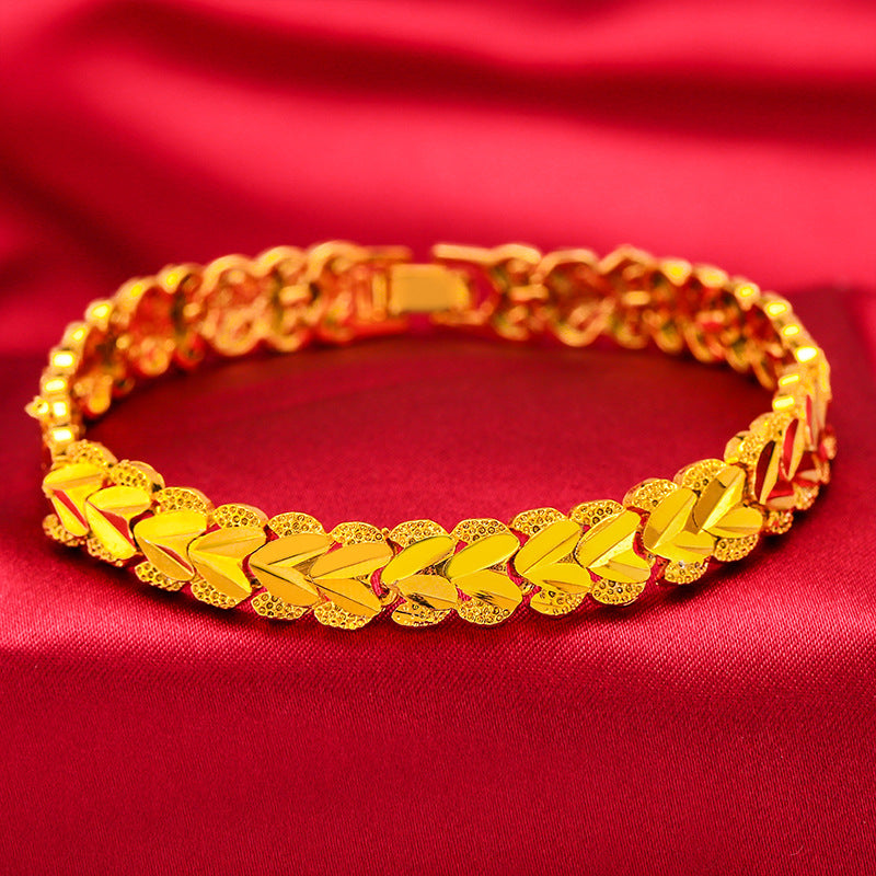 Women's Fashion Placer Gold Four Leaf Bracelets