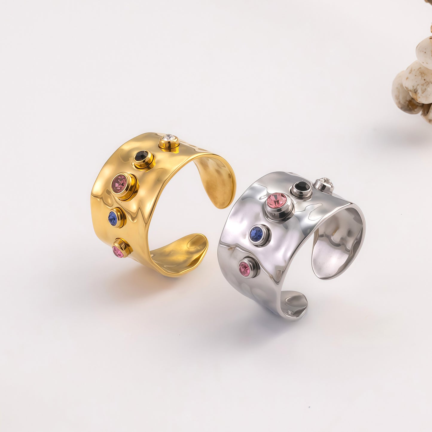 Women's Colorful Crystals Temperament Personality Design Titanium Rings