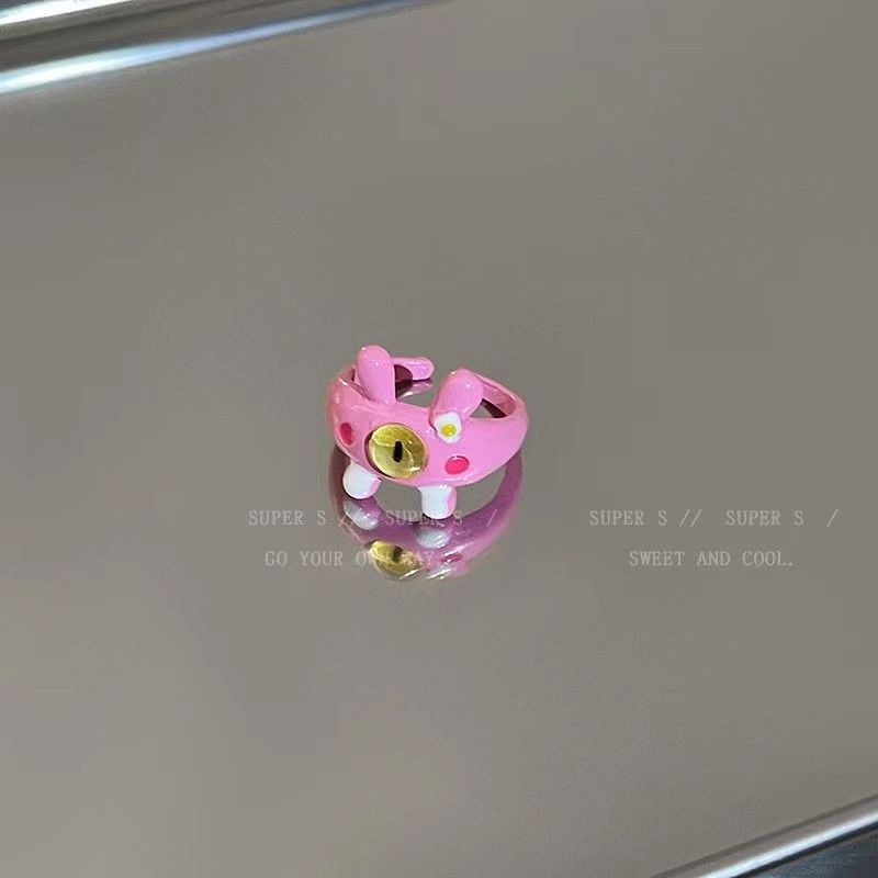 Childlike Cute Funny Black Kitty Monster Female Niche Index Finger Bracelets