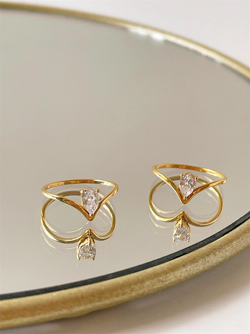 Women's Drop Shining Zircon Fashion Gold-plated Fine Rings