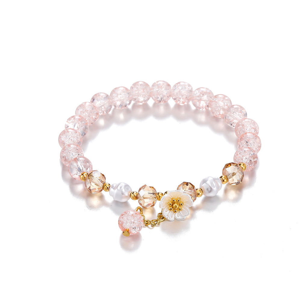 Children's Colored Glaze Glass Chipping Beads Camellia Beaded Bracelets